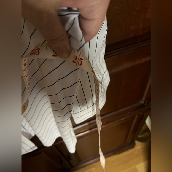 Fun pin striped chef styled loose fitting top. - Picture 5 of 8